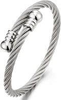 Elastic Adjustable Steel Twisted Cable Cuff Bangle Bracelet