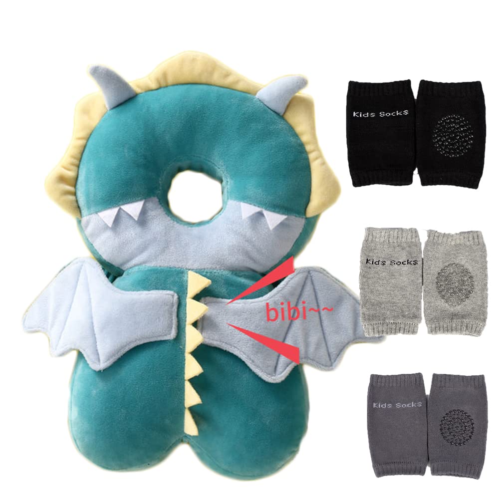 Feidoog Baby Head Protector Backpack with Knee Pads - Dragon
