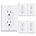 GFCI Outlet 15 Amp White 5 Pack - Self-Test, Narrow Design