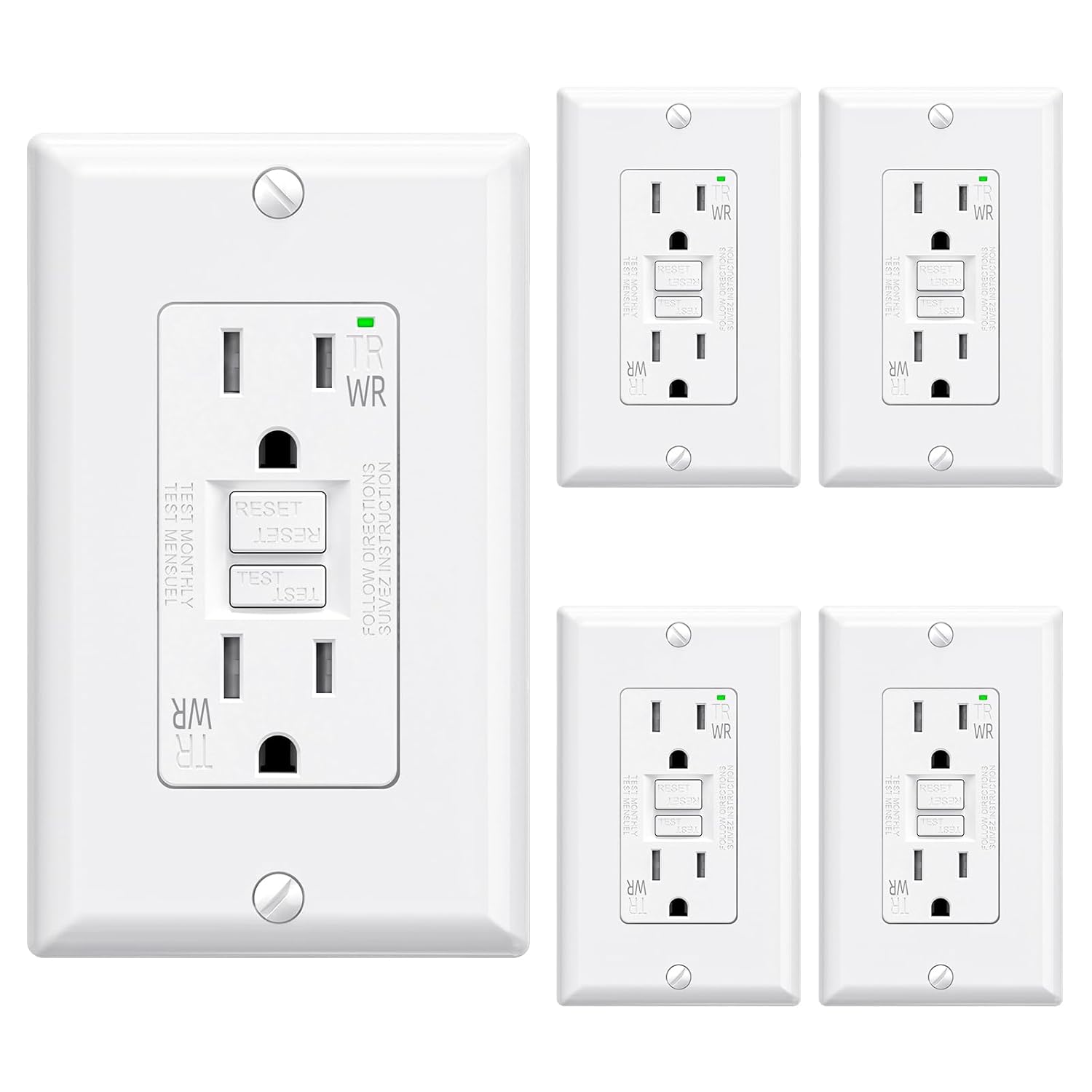 ELEGRP Outdoor GFCI Outlet 15 Amp with Self-Test Feature