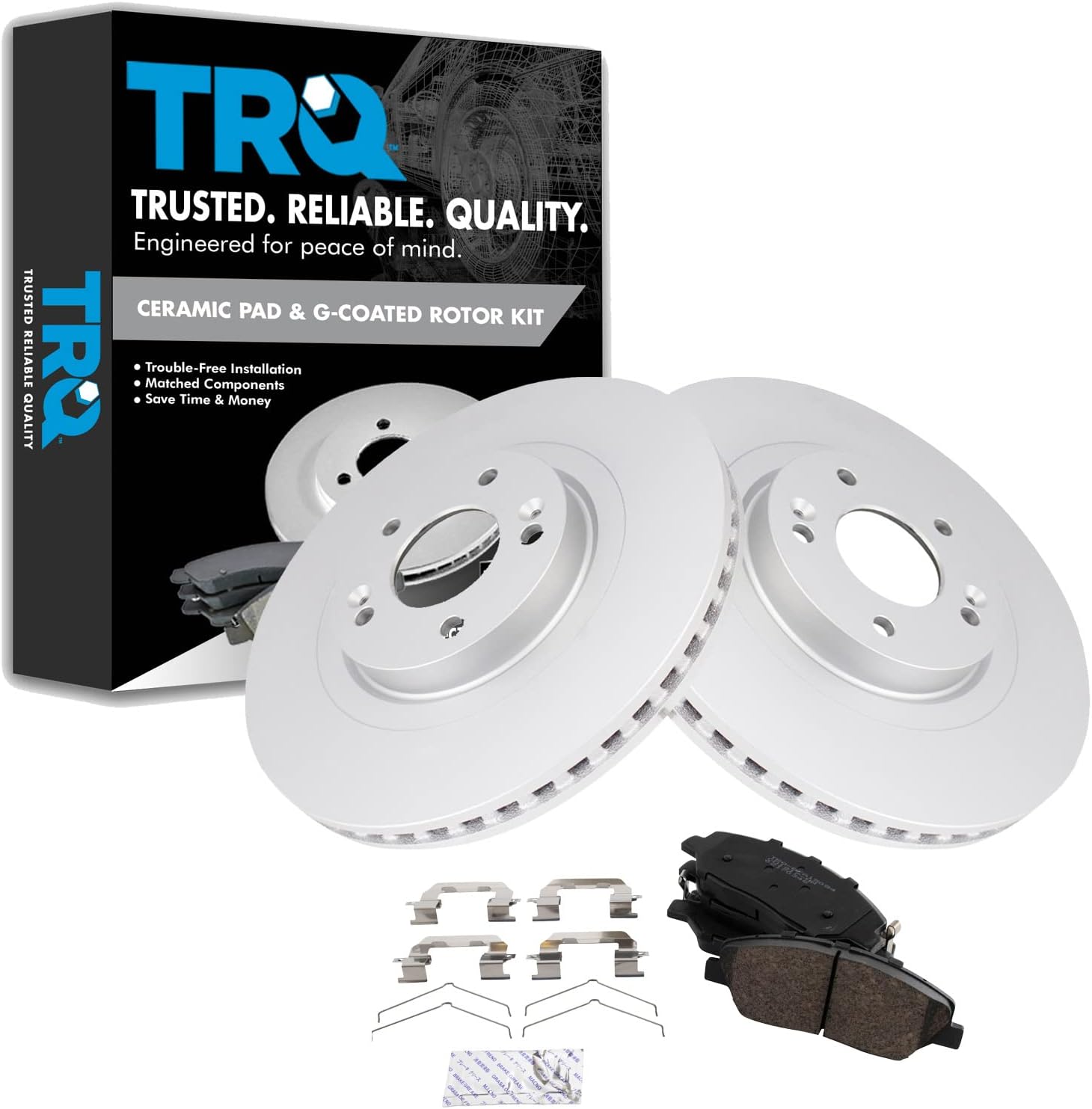 TRQ Front Brake Pad & Rotor Kit for 2017-2019 Hyundai Santa Fe