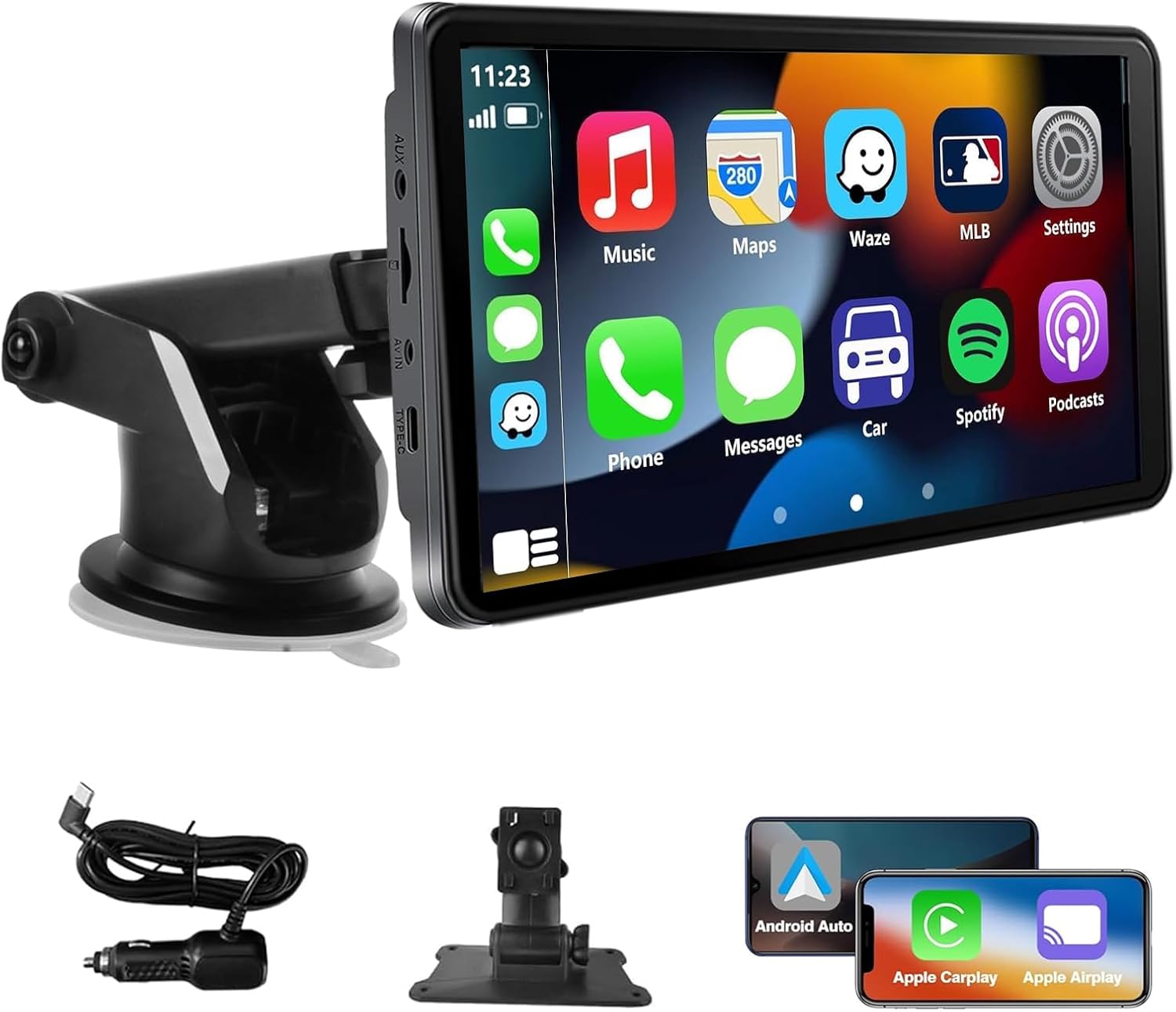 7 Inch Portable Touch Screen Car Stereo with Wireless Carplay