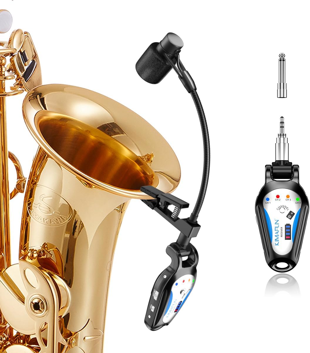 KIMAFUN Wireless Saxophone Microphone with 100ft Range