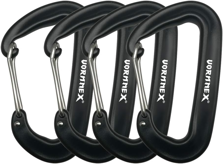 4-Pack Heavy Duty Aluminum Carabiners for Versatile Outdoor Use - VORNNEX
