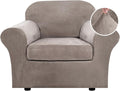 H.VERSAILTEX Rich Stretch 2 Piece Chair Cover - Taupe Chair Slipcover