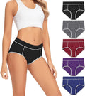 POKARLA Women's Cotton Stretch Underwear Mid-high Waisted Briefs