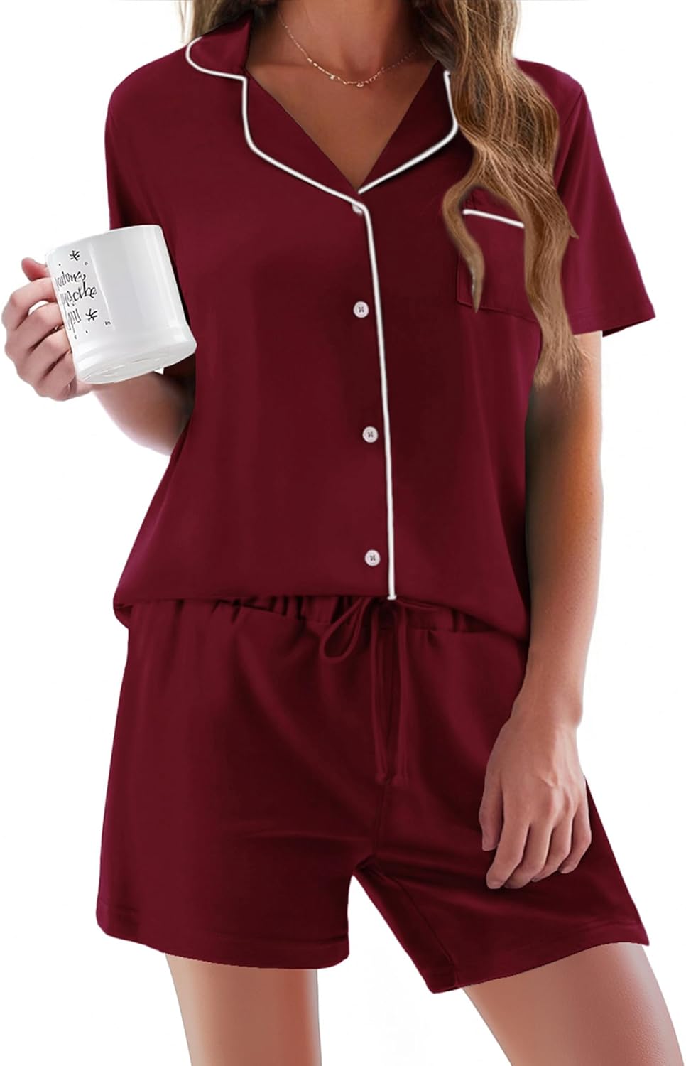 Ekouaer Pajamas Set for Women Soft 2 Piece Lounge Sets