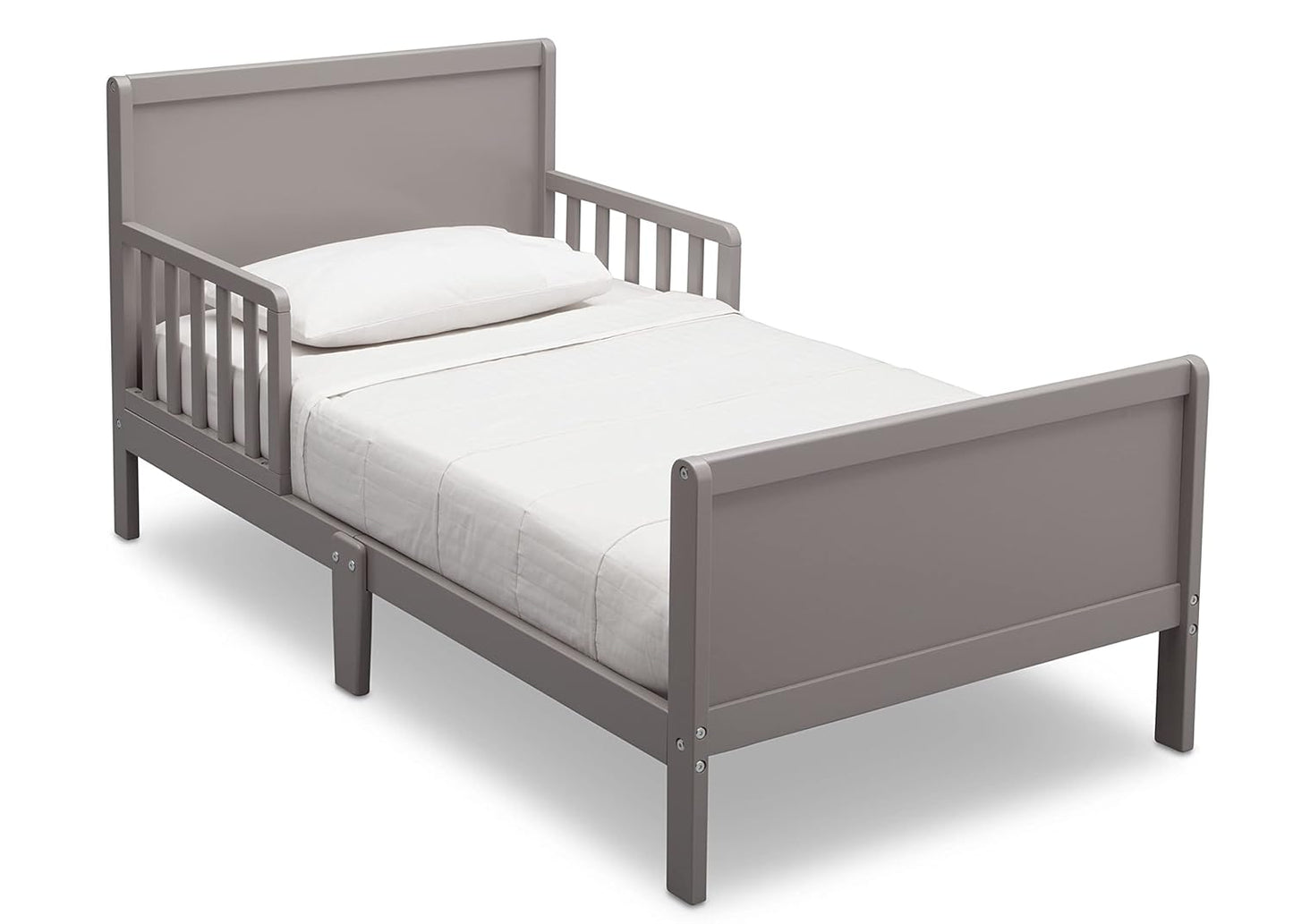 Delta Children Fancy Wood Toddler Bed for Safe Sleep in Grey