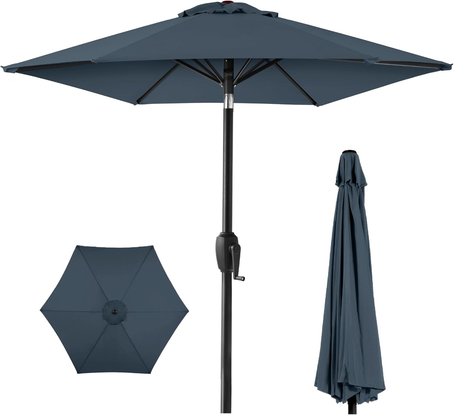 7.5ft Heavy-Duty Round Outdoor Market Table Umbrella Slate Blue
