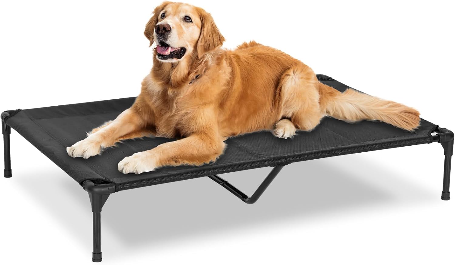 Elevated Dog Bed for Outdoor Comfort and Durability in Black