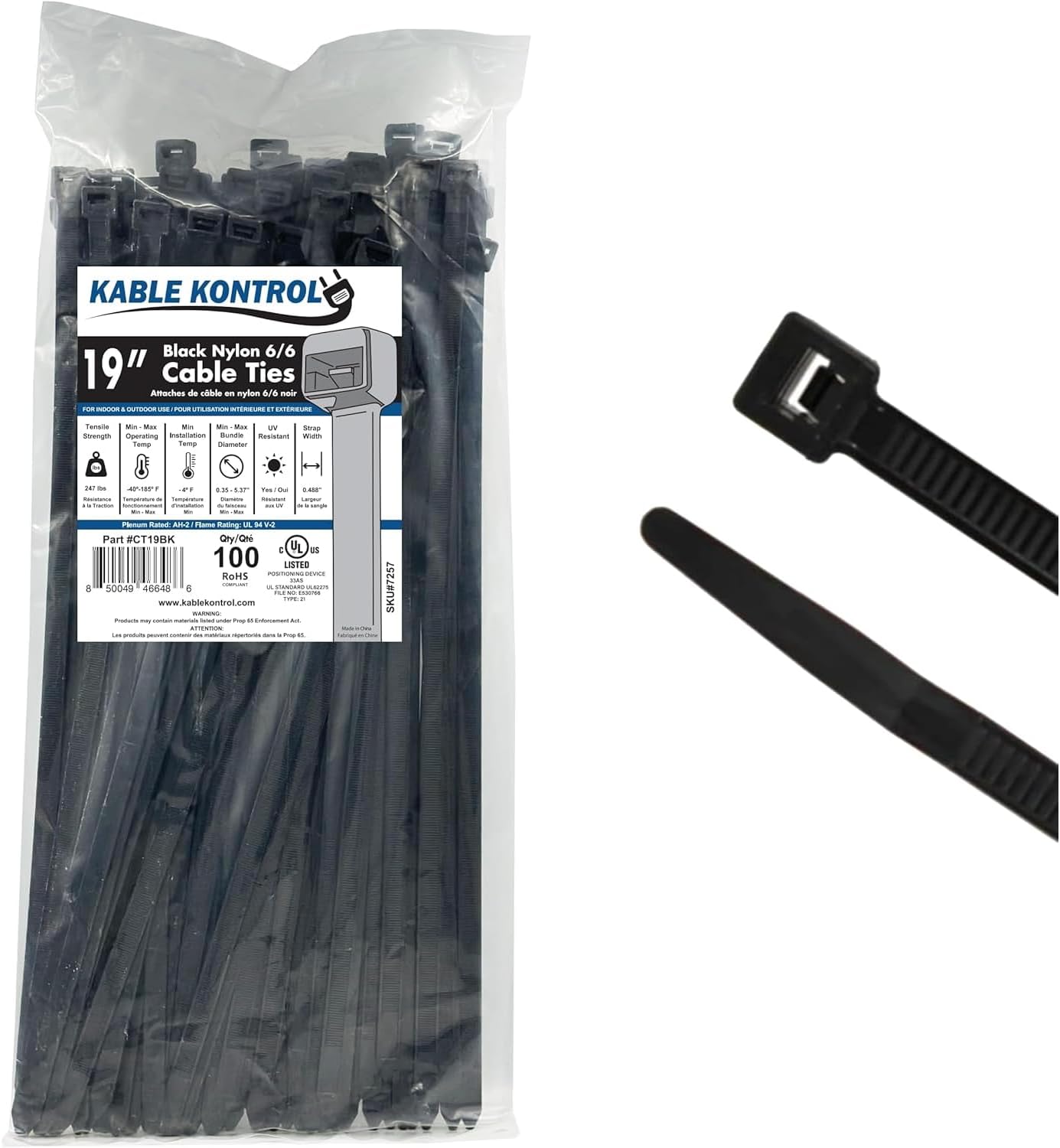 Kable Kontrol Heavy Duty Black Zip Ties for All Your Needs