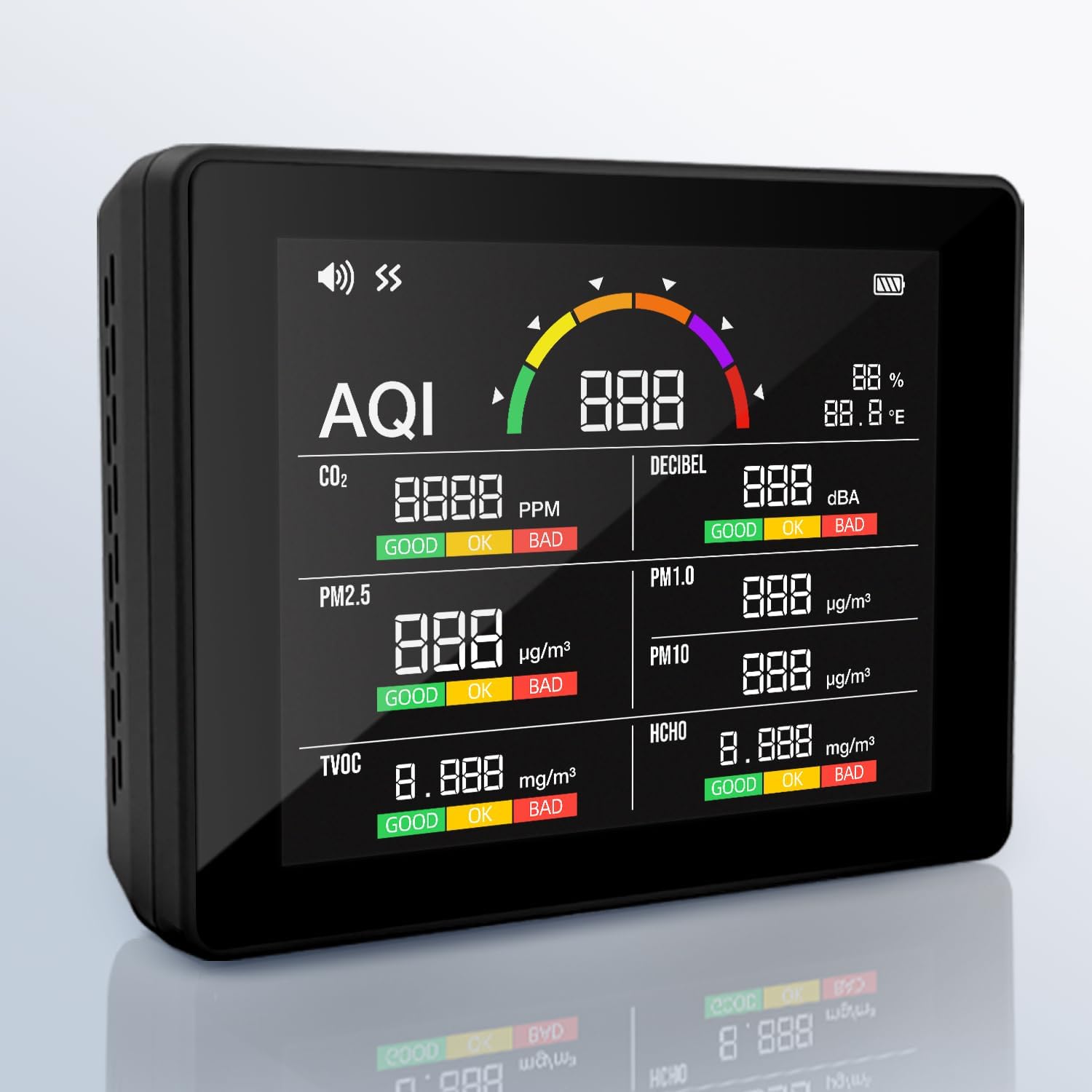 15-in-1 Air Quality Monitor Indoor with CO2 Detector and More