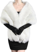 Faux Fur Shawl and Satin Gloves Set - Winter Bridal Wrap