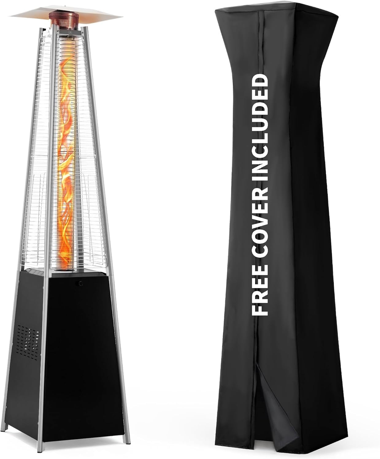 Golden Flame Glass-Tube Patio Heater | 49,000 BTU | Satin Black