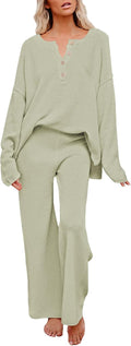 Pink Queen Women's 2 Piece Fall Outfit Lounge Set - Cozy Knit Pant