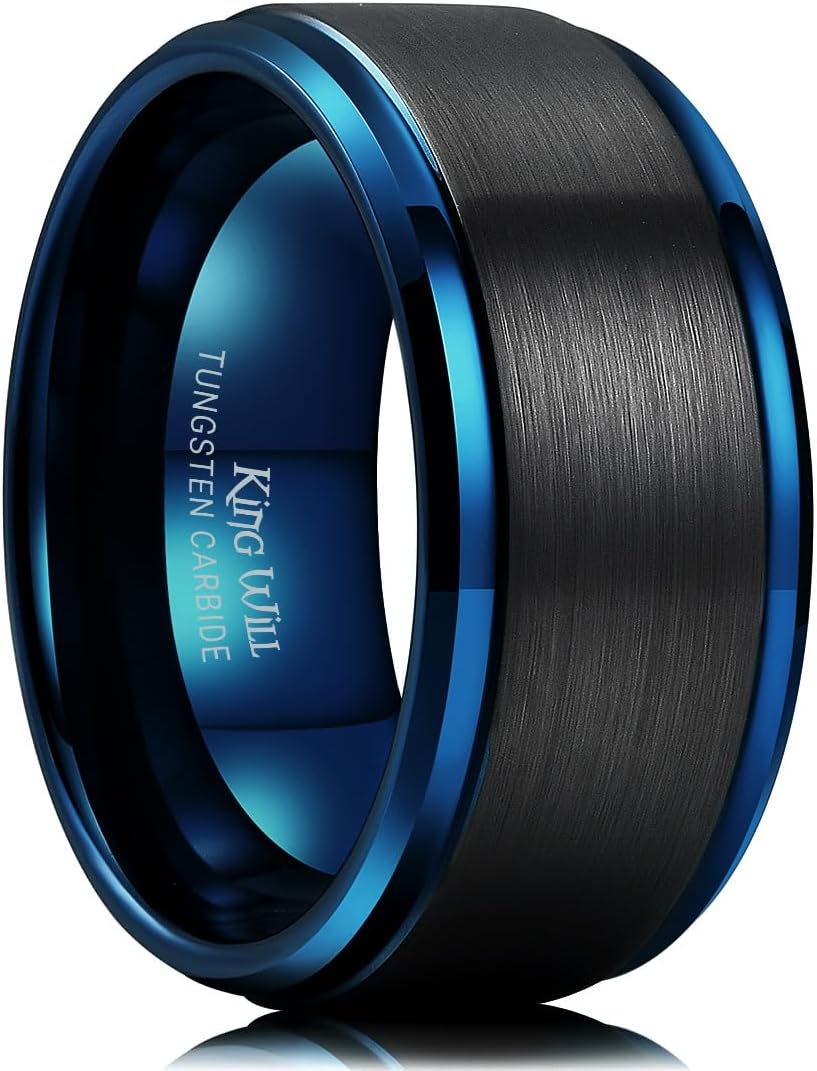 King Will Mens Brushed Wedding Band in Two Tone Matte Finish