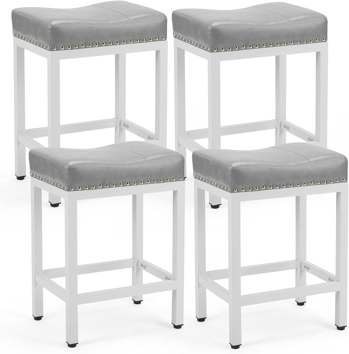 DUMOS 24 Inch Saddle Bar Stools Set of 4 for Kitchen Island