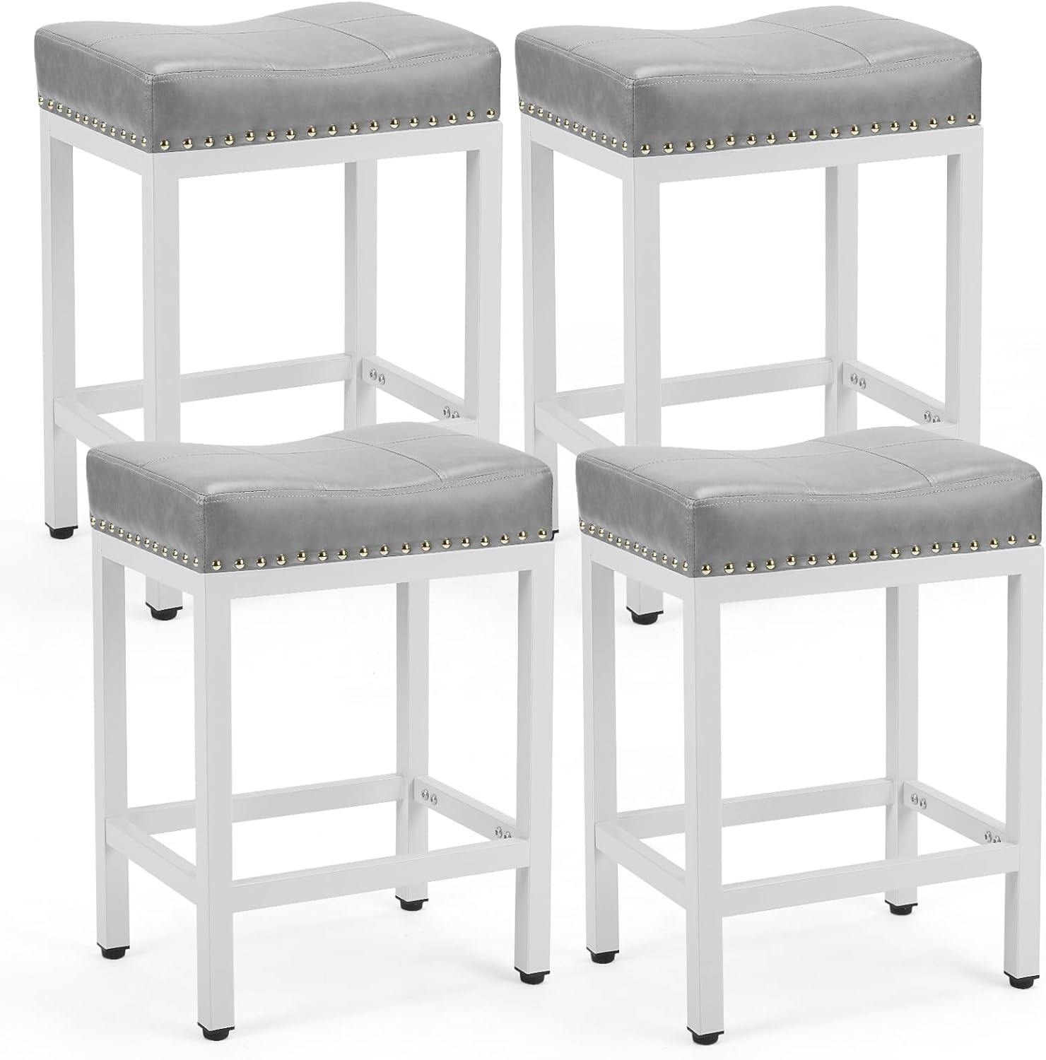 DUMOS 24 Inch Saddle Bar Stools Set of 4 for Kitchen Island