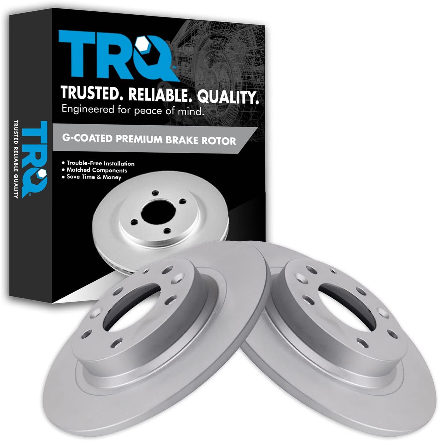 TRQ Rear Brake Rotors Set for Ford Fusion and Mazda 6 Vehicles