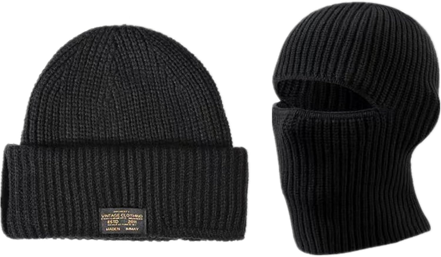2-in-1 Knitted Balaclava Beanie - Full-Face Ski Mask