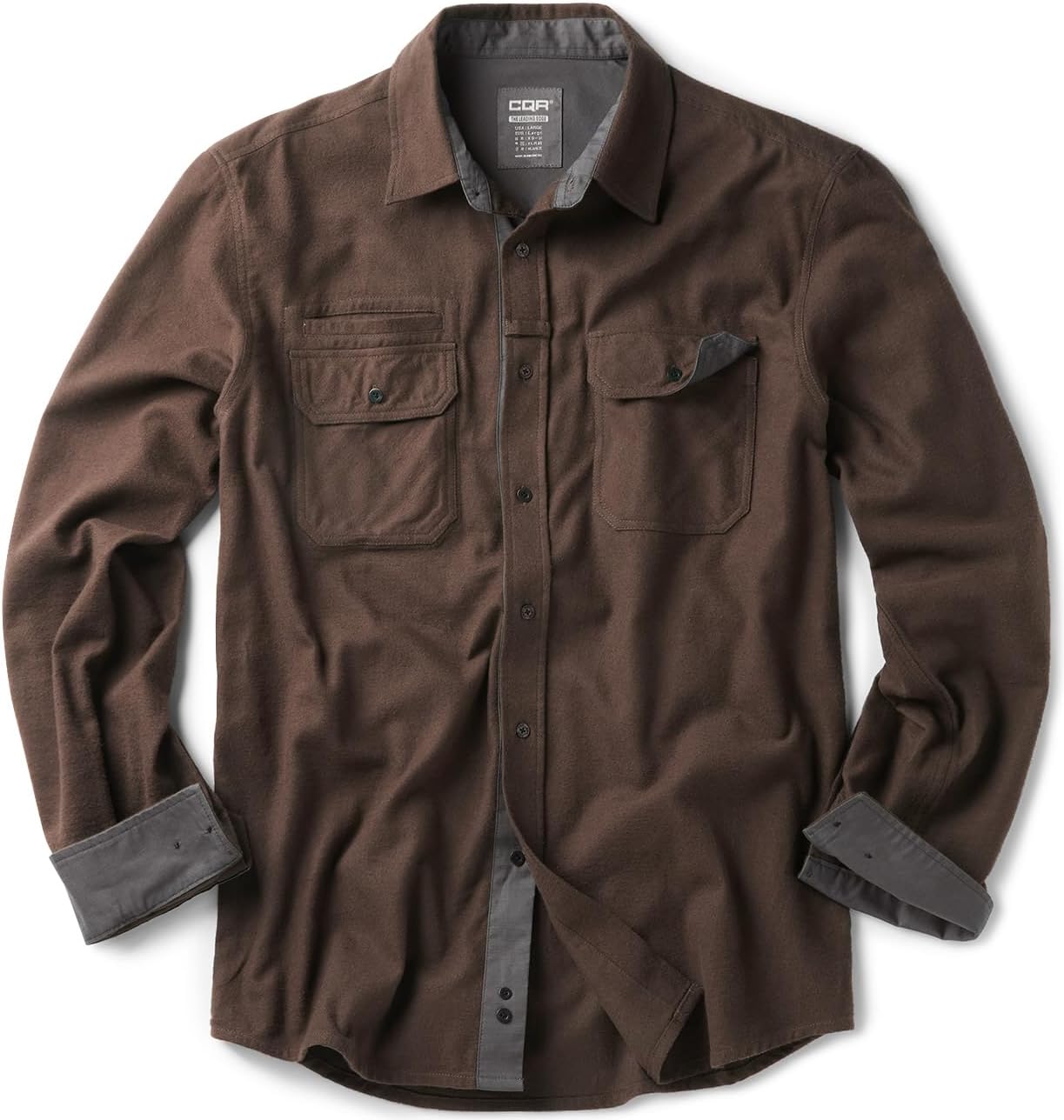 CQR Men's Cotton Flannel Shirts for Outdoor Casual Wear