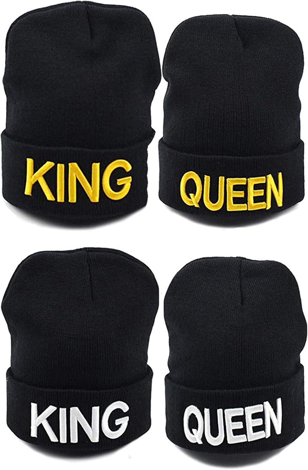 Cozy His & Hers Knit Hats Set, Black Winter Skullies