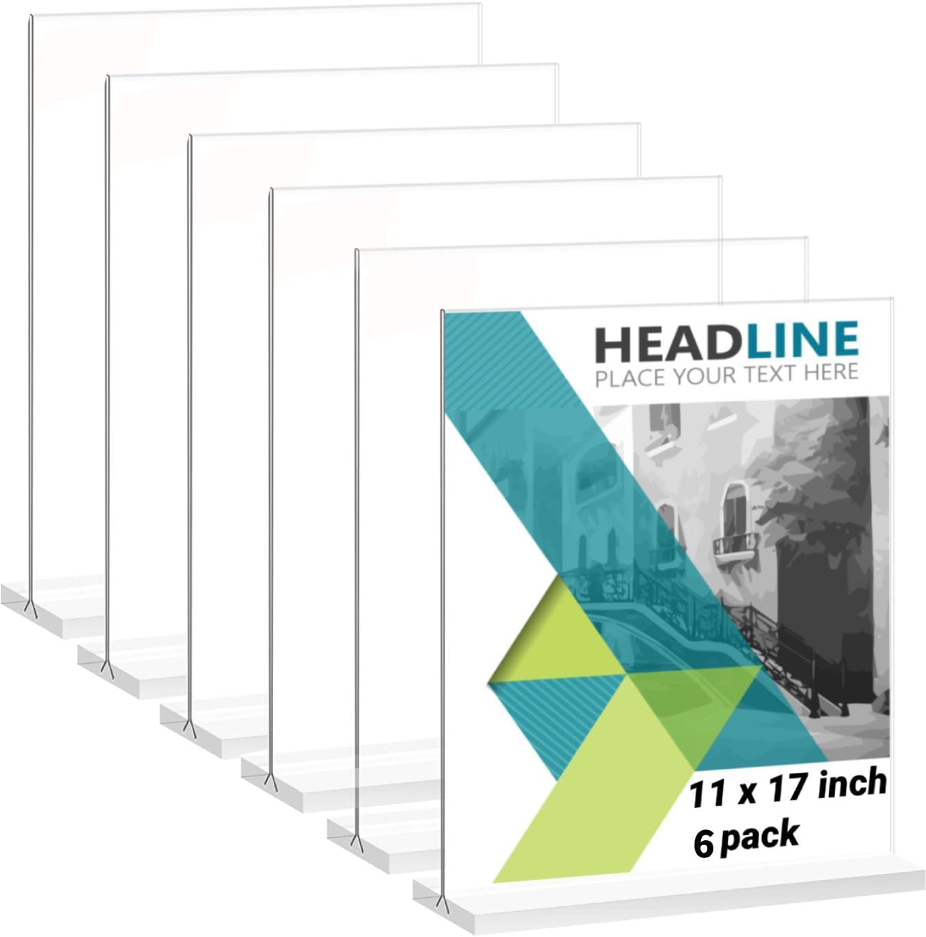 6 Pack 11 x 17 Inches Acrylic Sign Holder for Display Needs