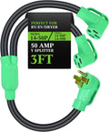 14-50 Y Splitter Adapter Cord 3 ft Green - Dual 50A RV/EV Splitter
