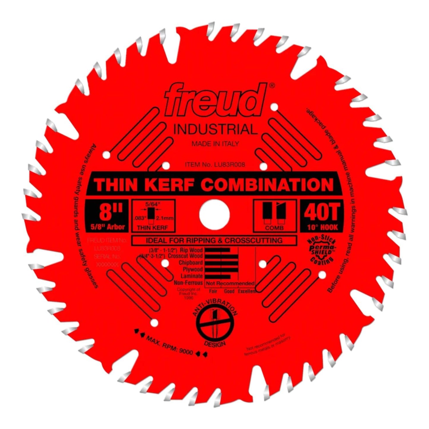 Freud LU83R008 8 Inch Thin Kerf Combination Blade for Precision Cuts