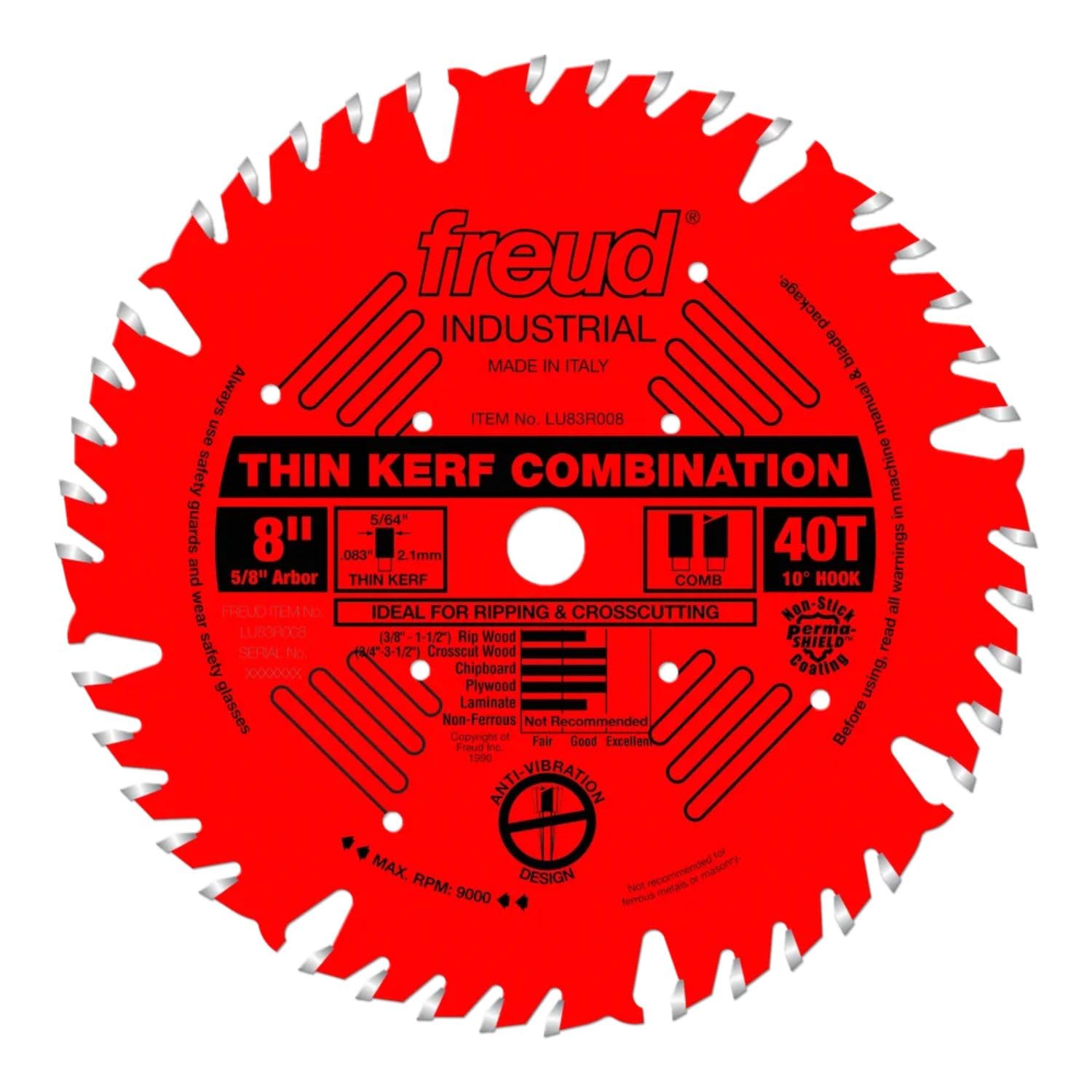 Freud LU83R008 8 Inch Thin Kerf Combination Blade for Precision Cuts