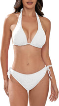 Women's Textured Halter Padded Bikini Set - Sexy Two Piece Swimwear at