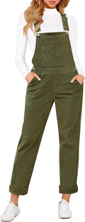 Womens Corduroy Overalls Jumpsuit with Adjustable Straps - Comfortable