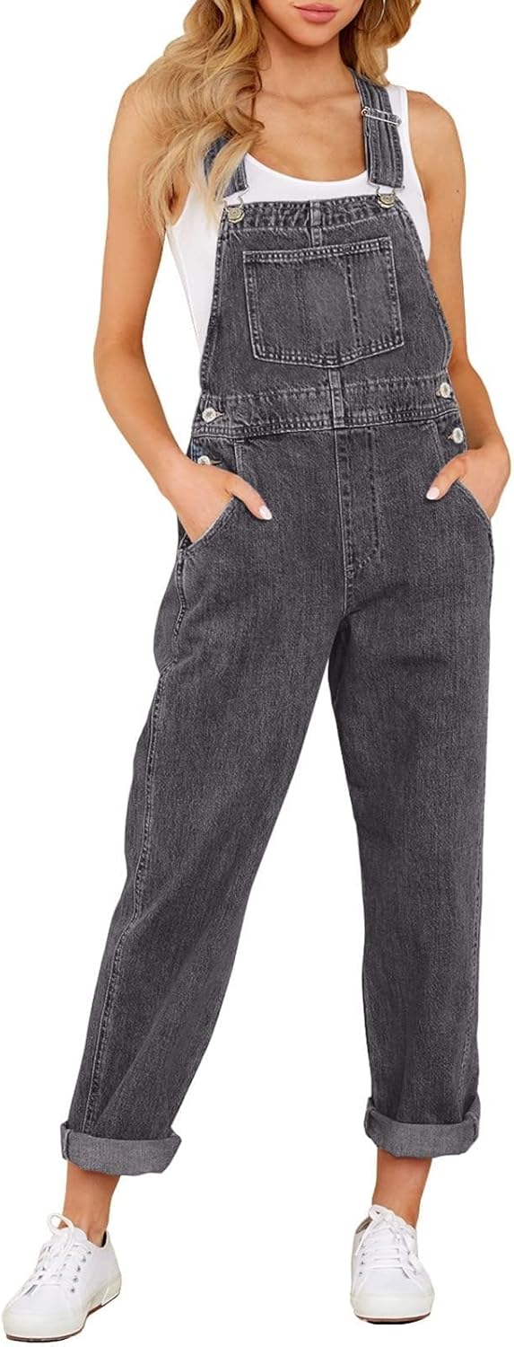 Vetinee Womens Classic Adjustable Straps Denim Bib Overalls