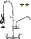 Brushed Nickel Commercial Kitchen Faucet with Pre-Rinse Sprayer