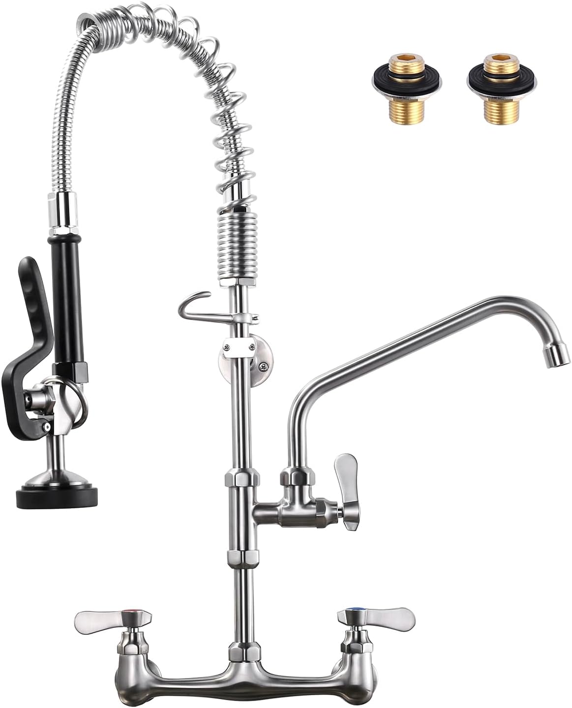 Brushed Nickel Commercial Kitchen Faucet with Pre-Rinse Sprayer