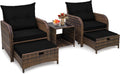 Wicker Outdoor Patio Chairs Set with Ottoman and End Table - Space