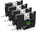 4 Pack Brother P Touch Label Tape Refills - Easy Organization with Laminated White Tape TZe-221