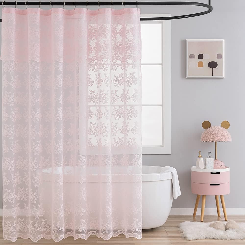 Shabby Chic Lace Pink Shower Curtain - TuDeco