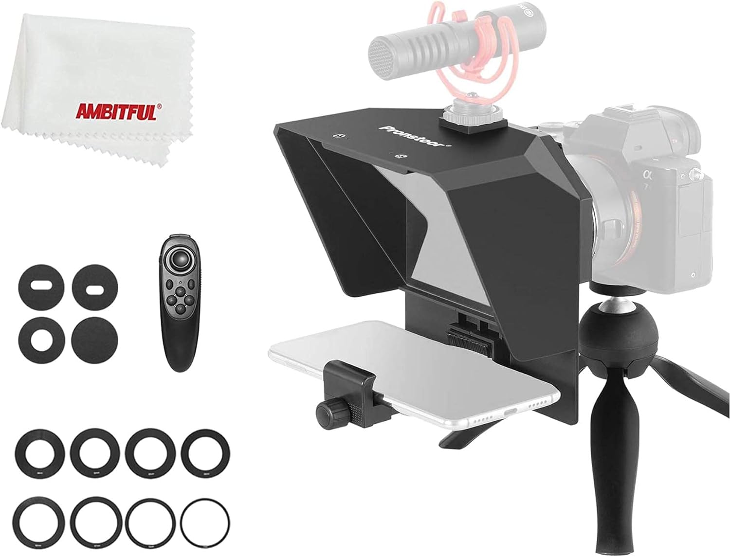 Portable Teleprompter Kit for Phone and DSLR Recording