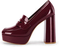 Womens Platform Heels Loafers Chunky High Heel Closed Toe - Retro Work
