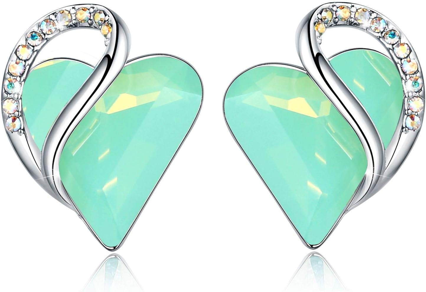 Heart Birthstone Crystal Stud Earrings for Women - Perfect Gift