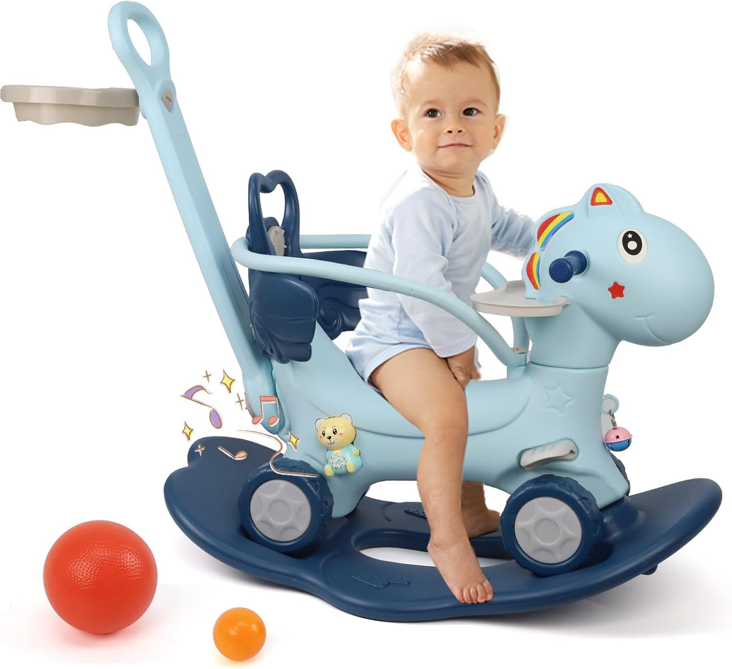 4 in 1 Rocking Horse for Toddlers - Fun and Safe Ride On Toy