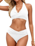 Sopliagon Women's Twist Front Bikini Set - Flattering Halter Two
