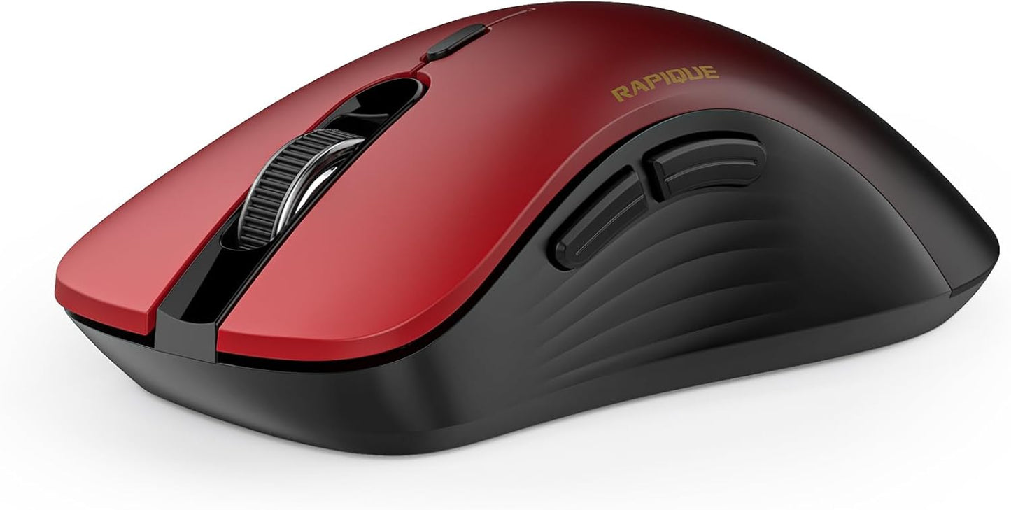 RAPIQUE Bluetooth Mouse: Dual Connection, Comfort Grip, Quiet Clicks - Multi-Device Compatible (Gradient Red)