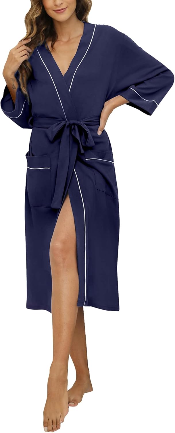 HEARTNICE Womens Cotton Robe - Soft Kimono Spa Knit Loungewear