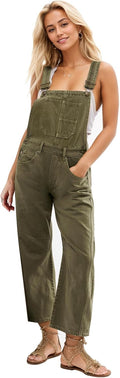Ladyful Women's Denim Overall Wide Leg Bib Jeans - Comfortable Stretch