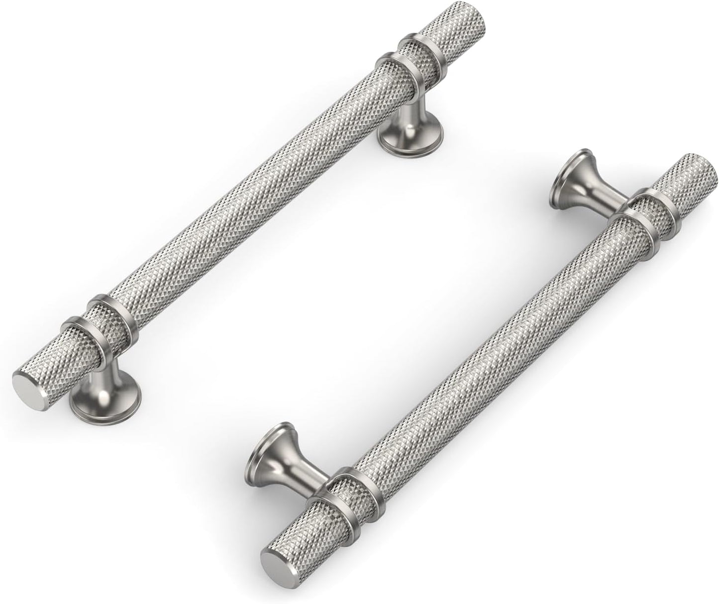10 Pack 5 in Brushed Nickel Knurled Cabinet Handles for Kitchen