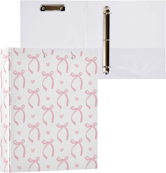 Cute Pink Bow Binder Set for Office Supplies