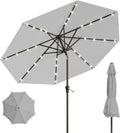 9FT Light Gray Solar Patio Umbrella with 32 LEDs - Tilt & Crank