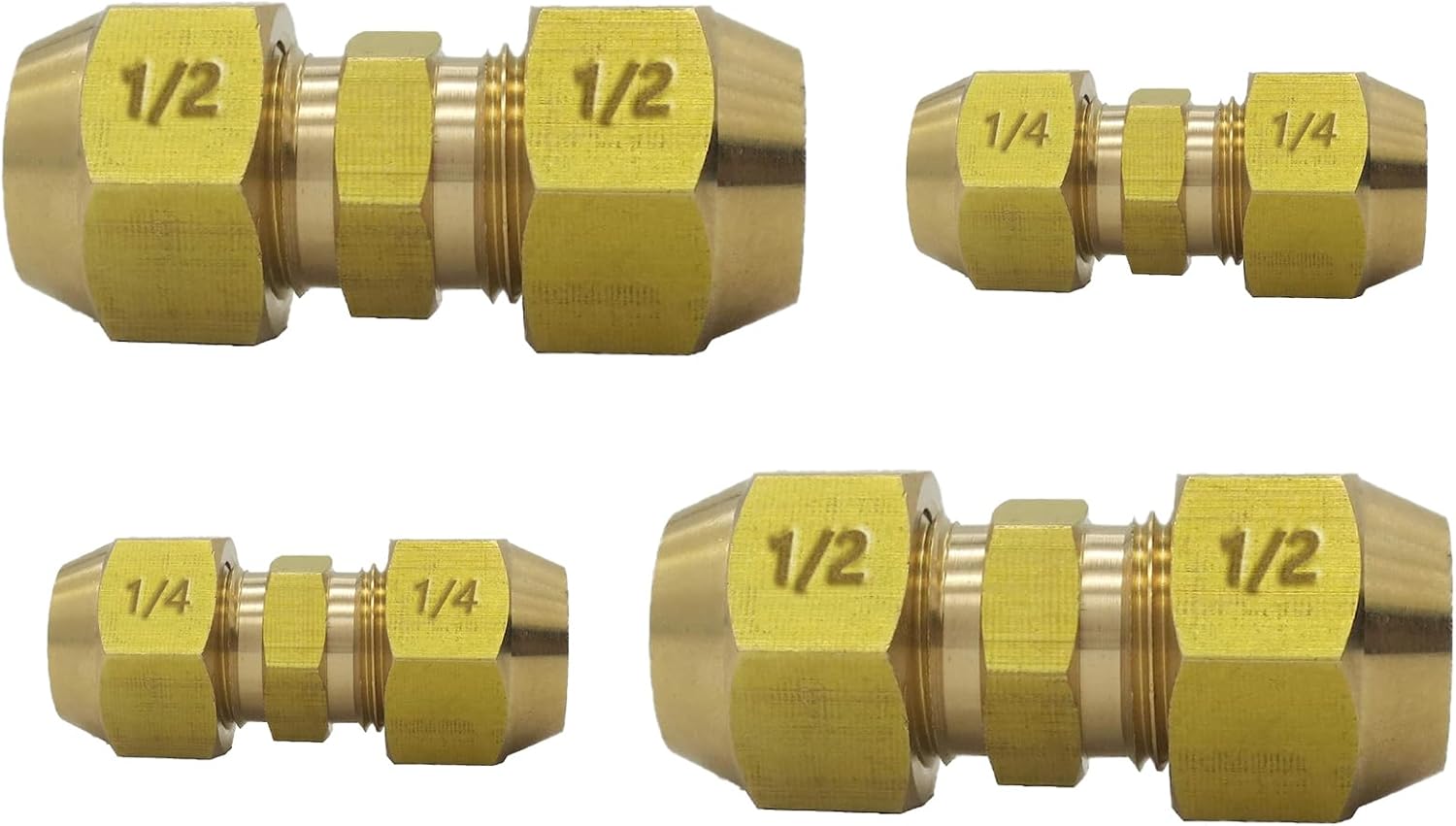 4PCS Copper Pipe Extension Joint Connectors for Air Conditioning - Butt Tube Diameter(1/4 & 1/2) - LHTHT